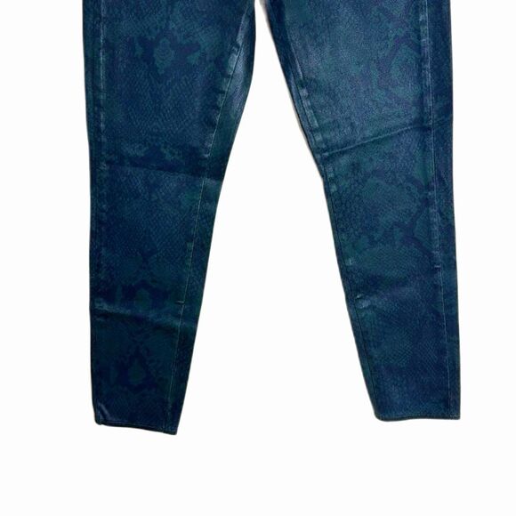 7 For All Mankind High-Waist Ankle Skinny Coated Green Python jeans SZ 28 NWOT - Picture 5 of 14